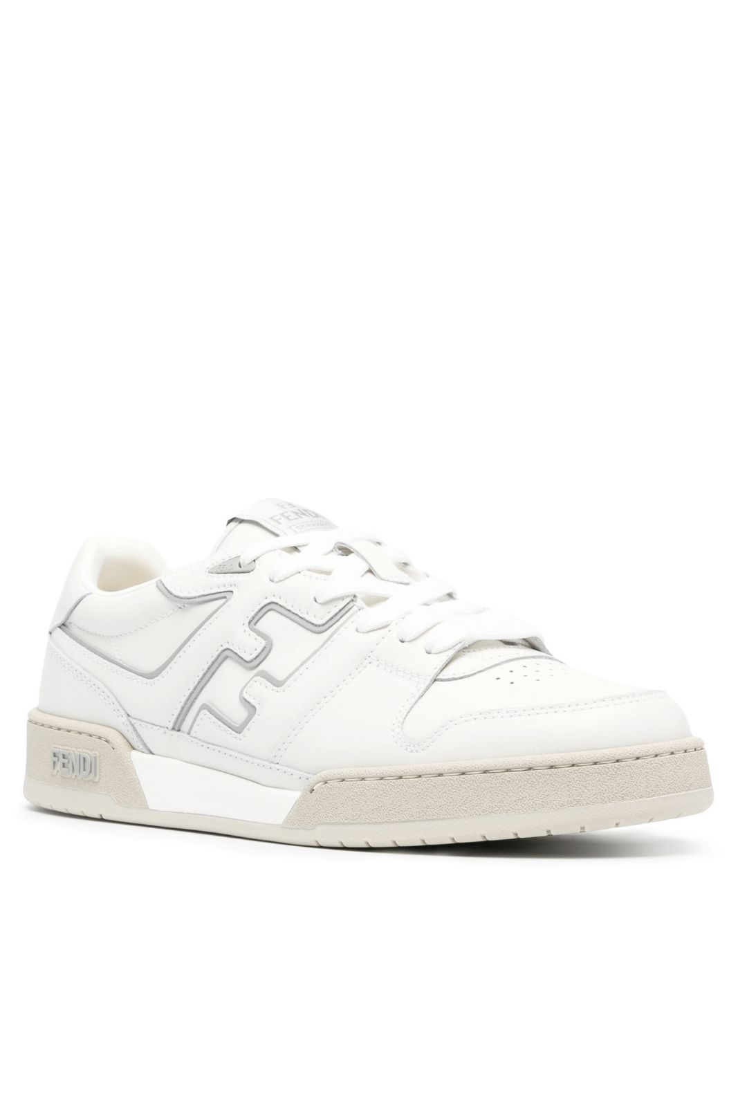 Fendi Match FF-applique leather White grey sneakers for men