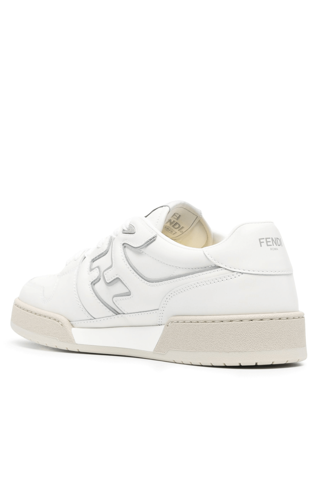 Fendi Match FF-applique leather White grey sneakers for men