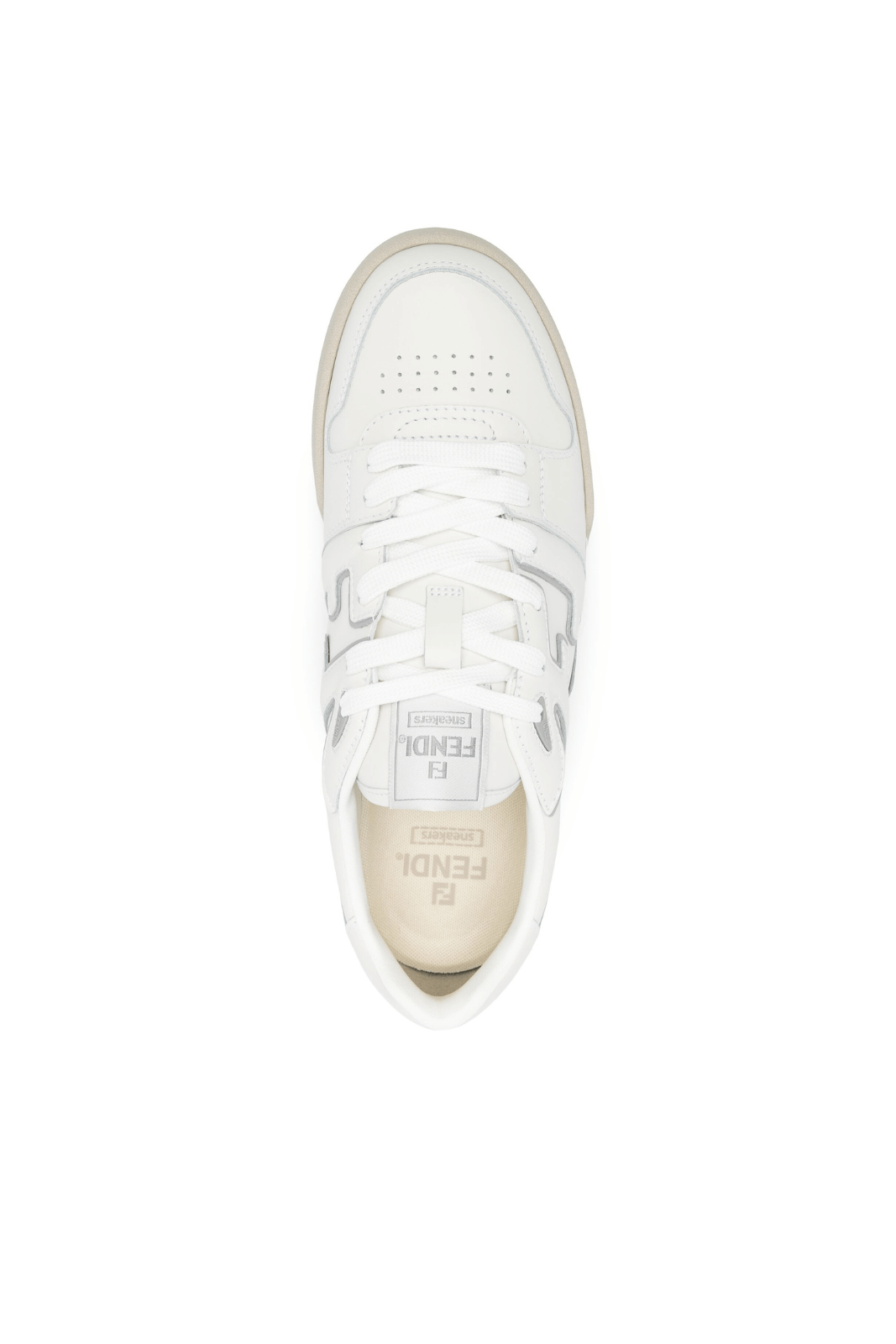 Fendi Match FF-applique leather White grey sneakers for men
