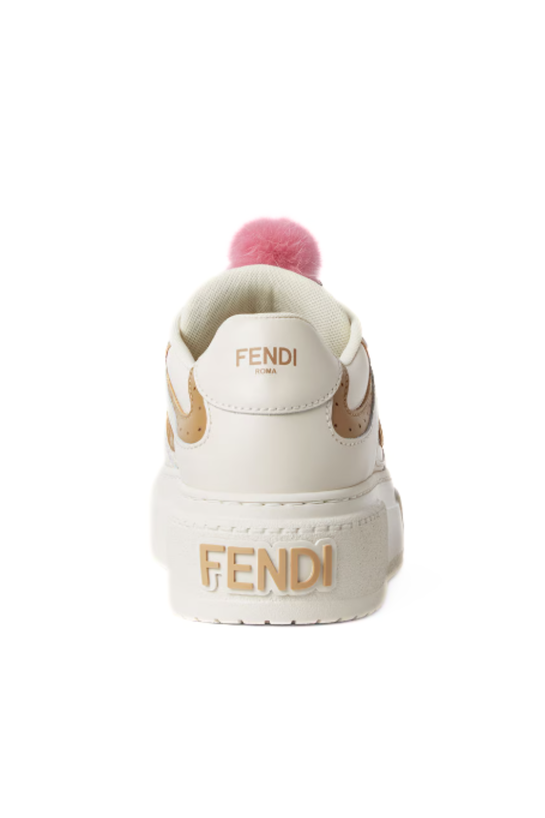 Fendi Match Low top platform shoes in white leather with charm