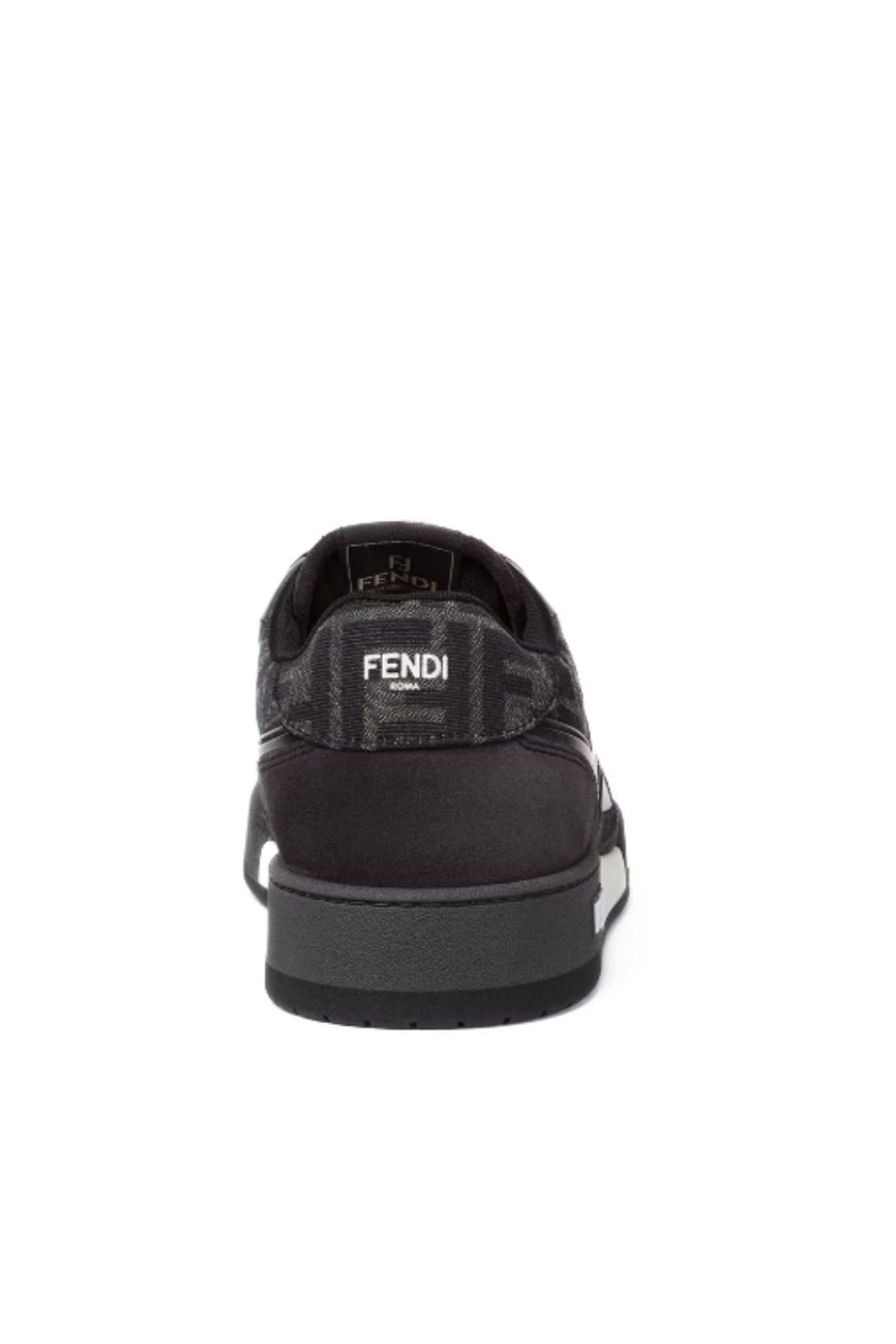 Fendi Match Trainers Black FF jacquard and grey suede low-tops