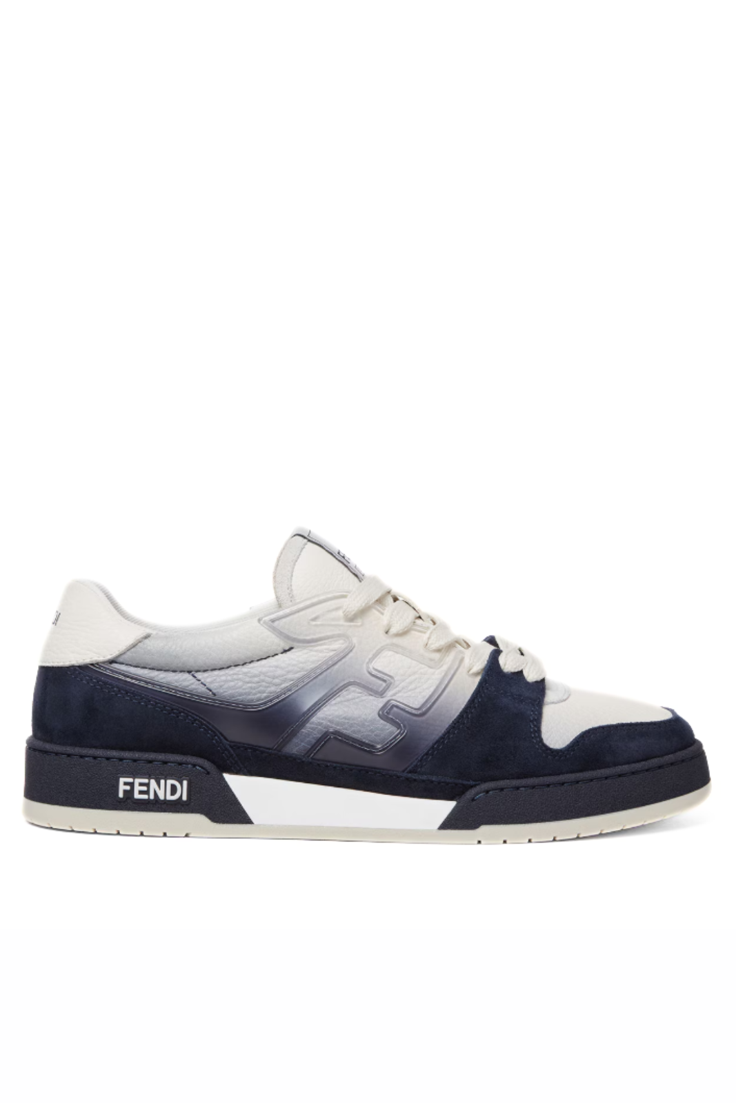 Fendi Match Trainers White leather and blue suede low-tops