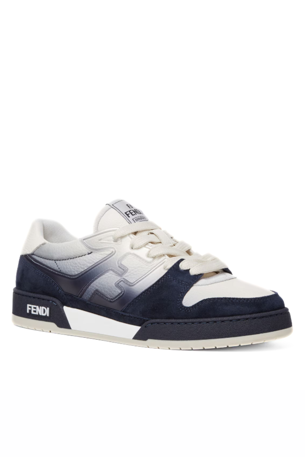 Fendi Match Trainers White leather and blue suede low-tops