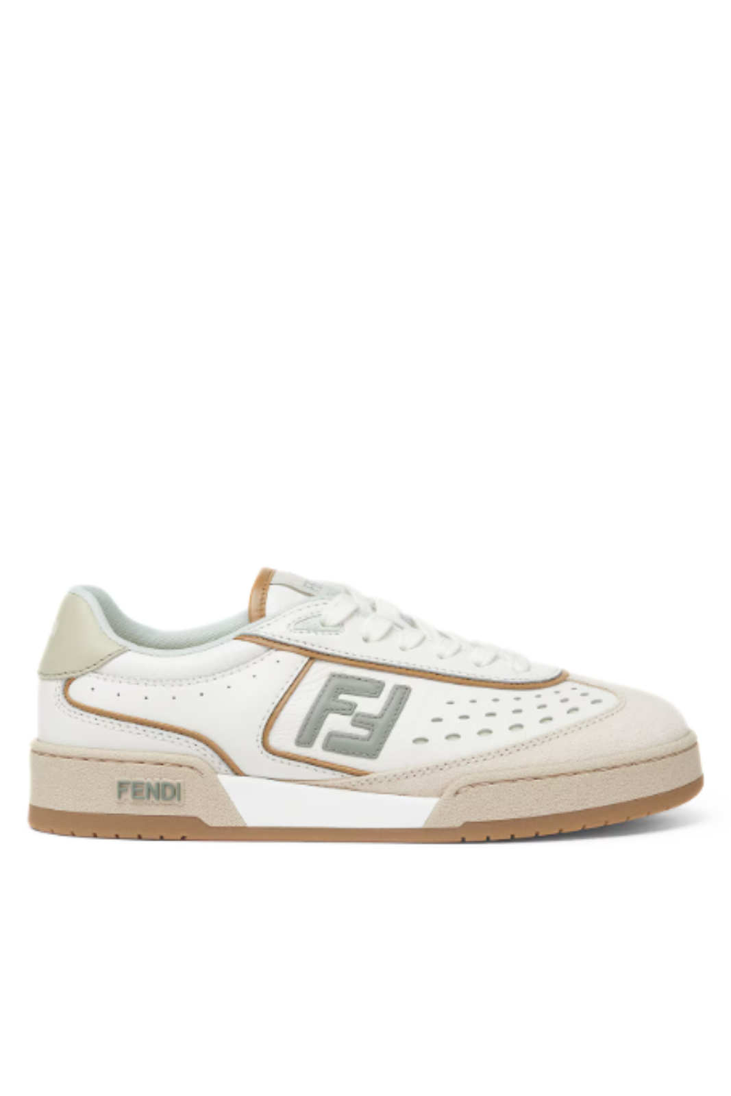 Fendi Match White and brown leather and suede low tops for women