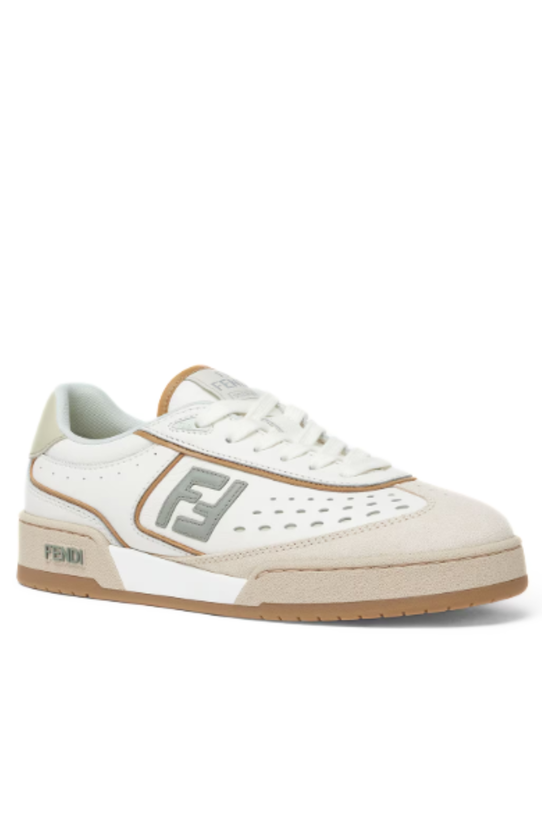 Fendi Match White and brown leather and suede low tops for women