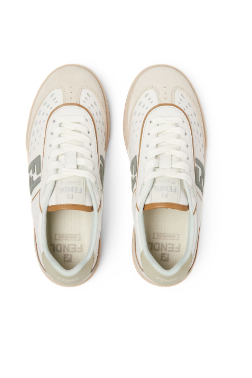 Fendi Match White and brown leather and suede low tops for women