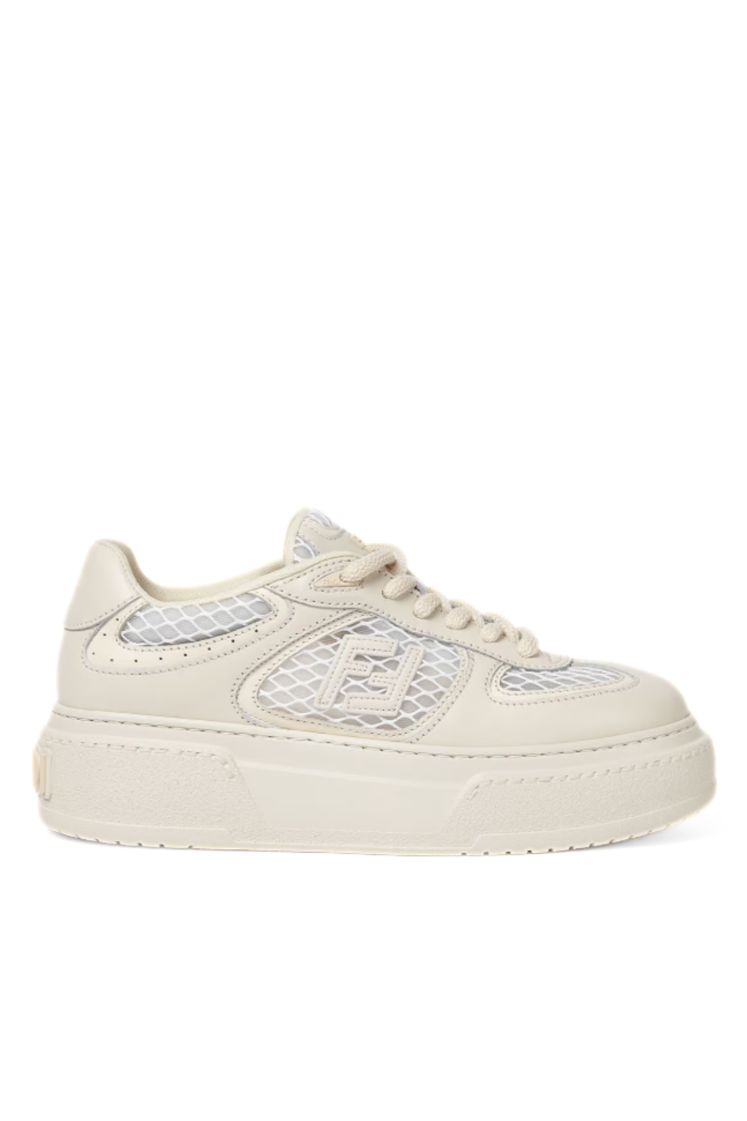 Fendi Match White leather and mesh platform low-tops women
