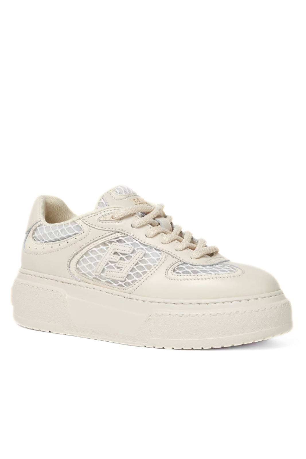 Fendi Match White leather and mesh platform low-tops women