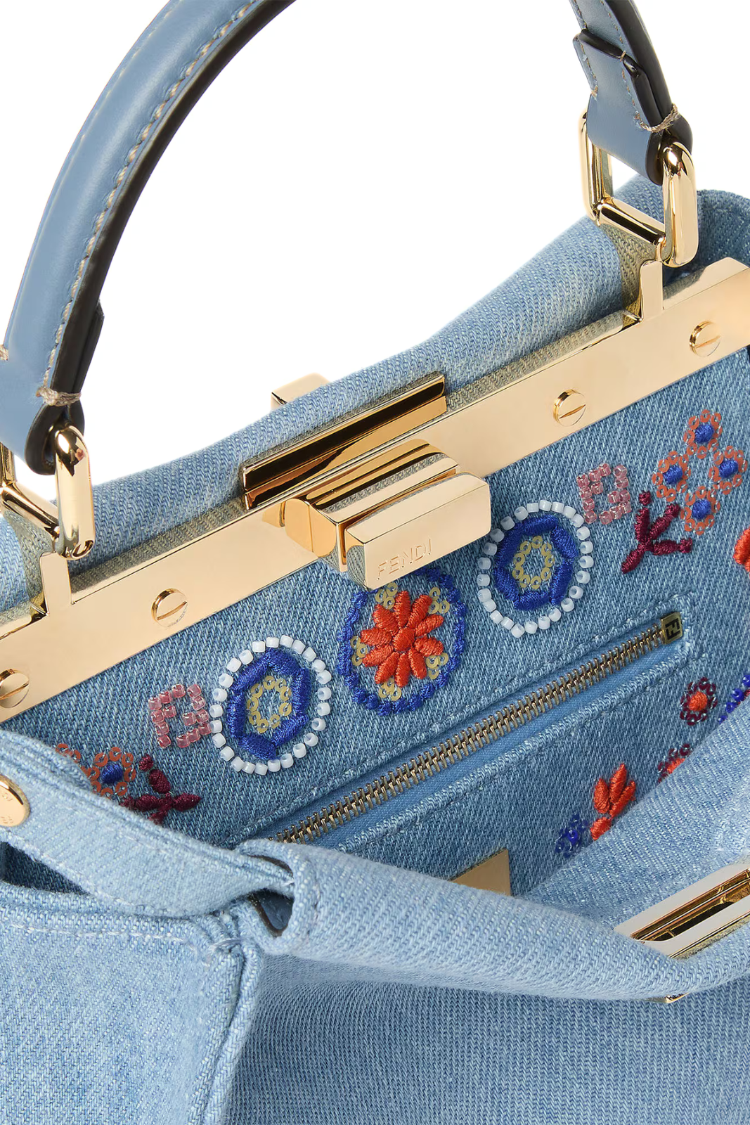 Fendi Peekaboo Mini Light blue denim bag