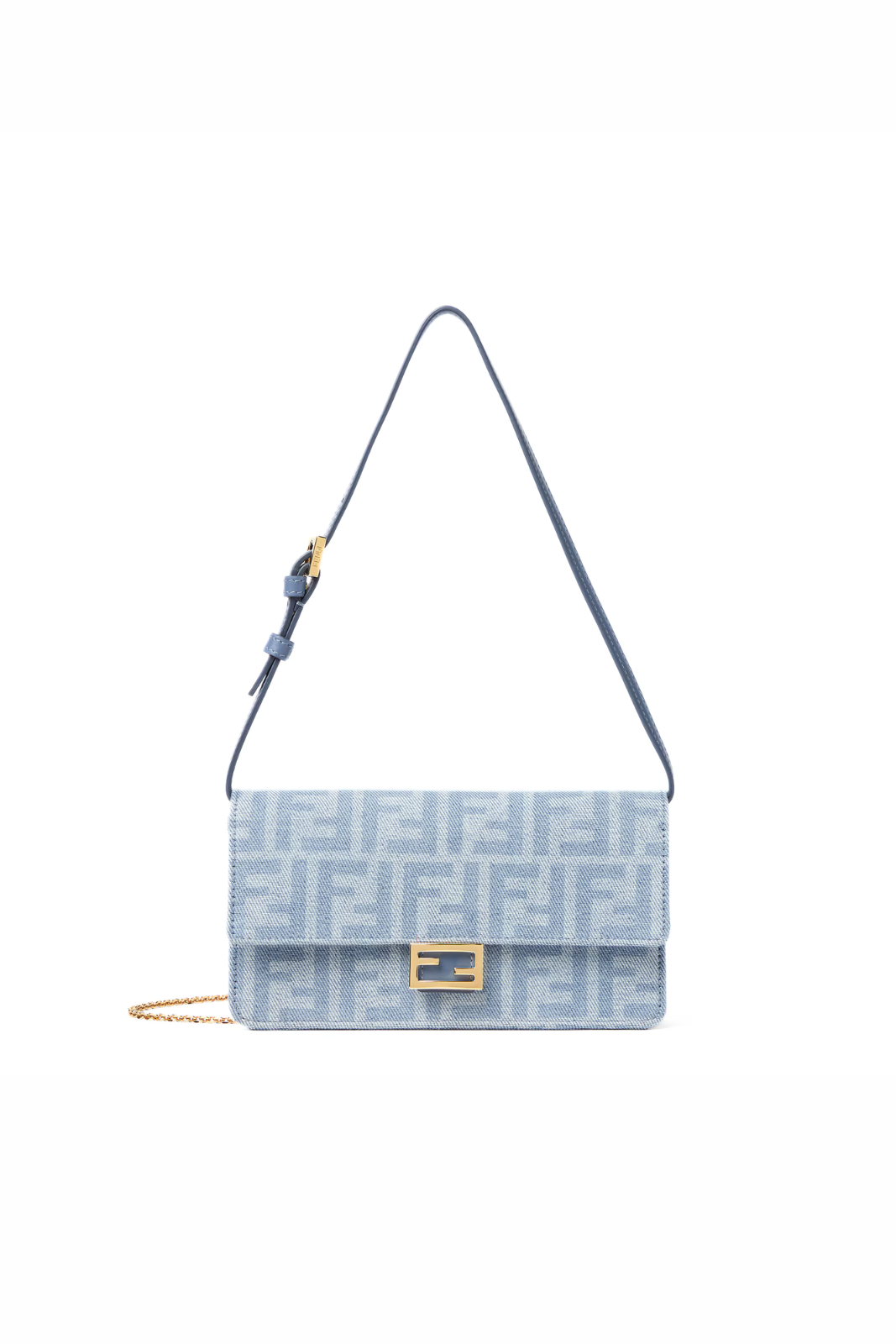 Fendi Wallet On Chain Baguette Light Blue FF Denim