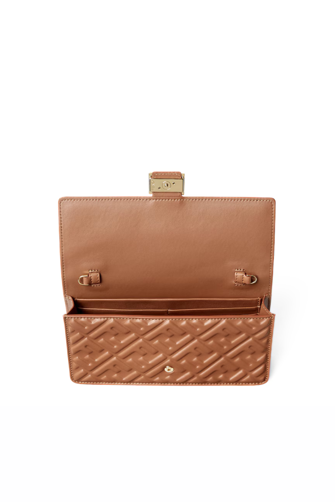 Fendi Wallet On Chain Baguette Sellier brown nappa leather wallet with FF motif
