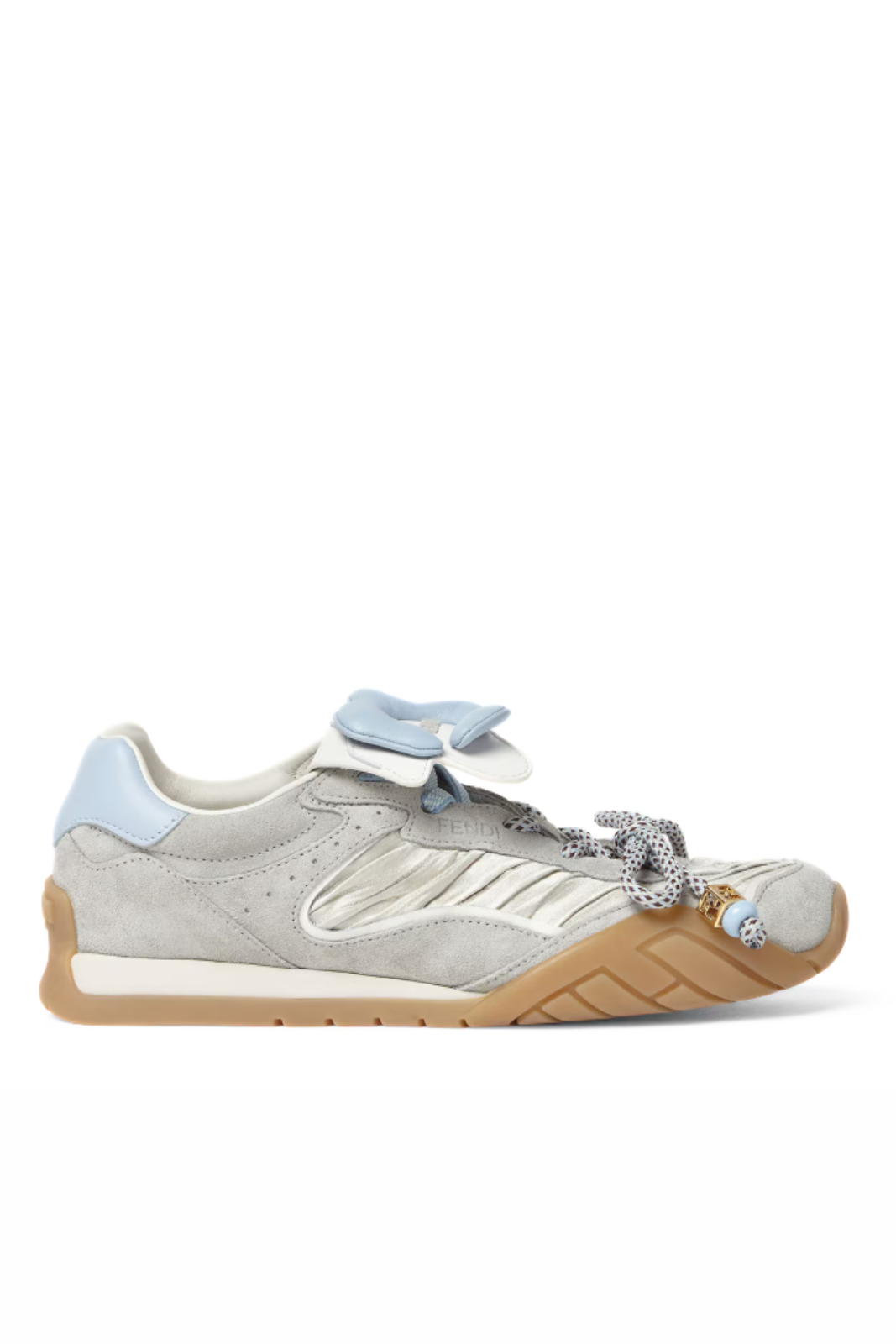 Fendi Wave Pulse Light grey fabric and suede low-tops