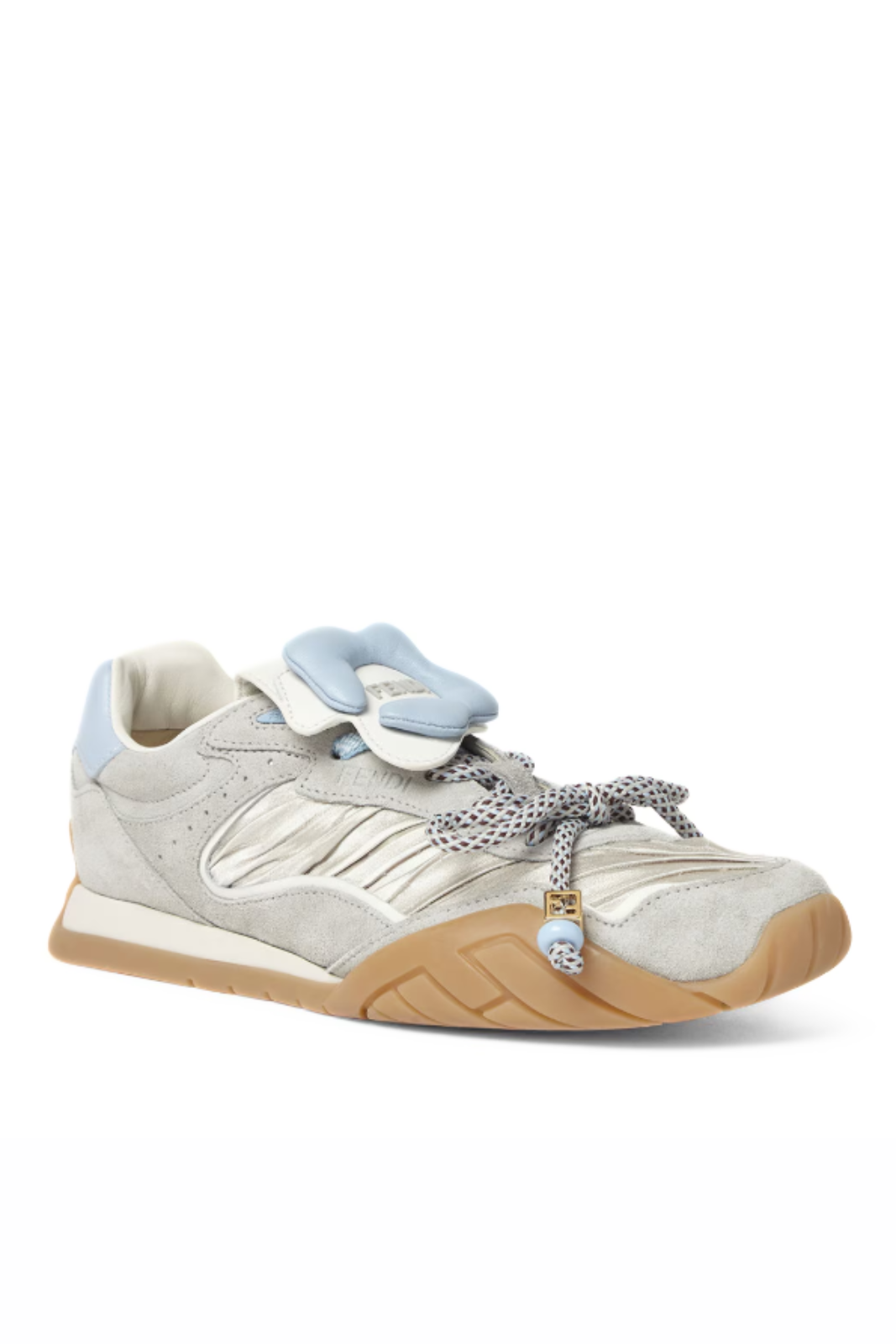 Fendi Wave Pulse Light grey fabric and suede low-tops