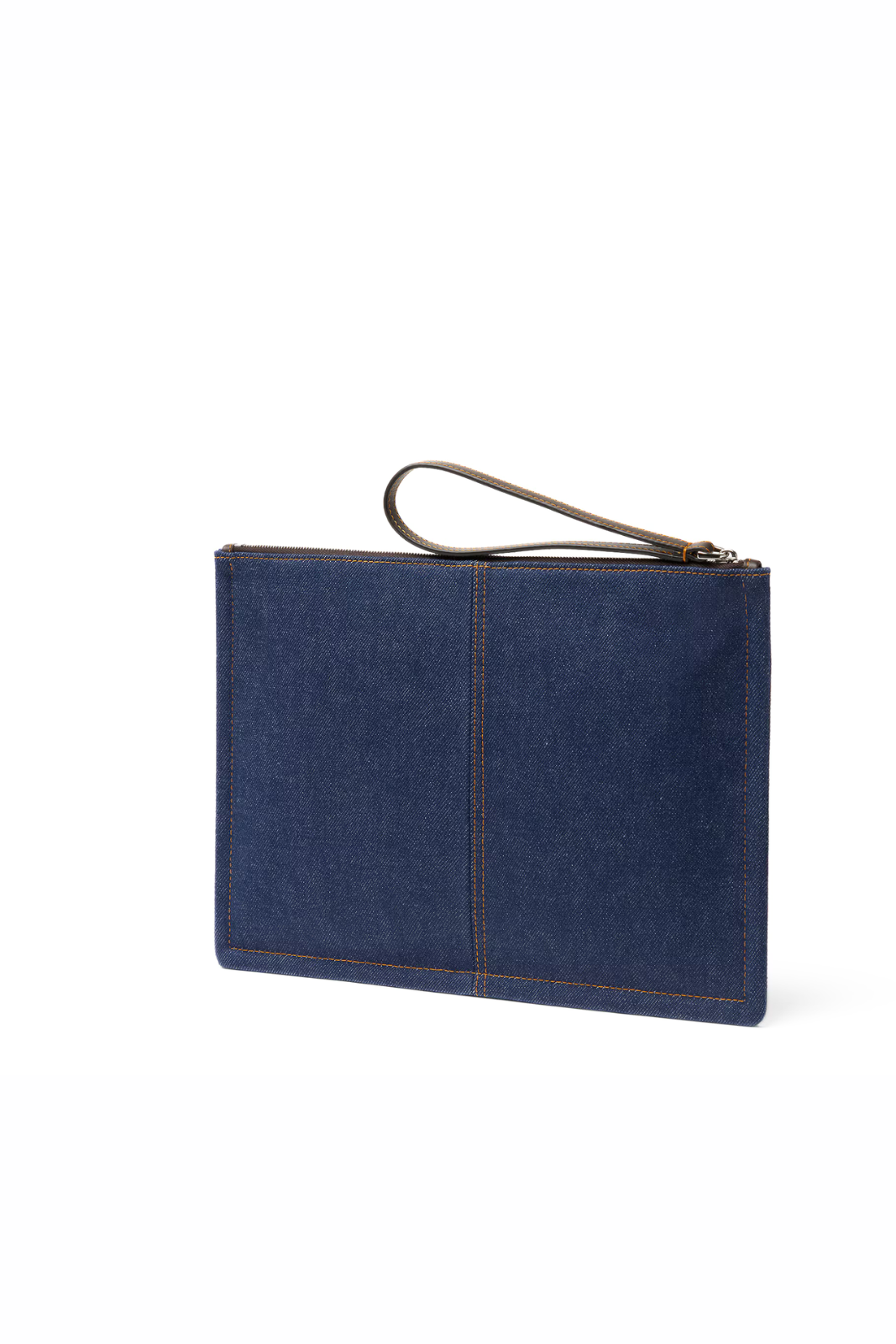 Fendi FF Medium Flat Pouch Dark blue denim fabric pouch