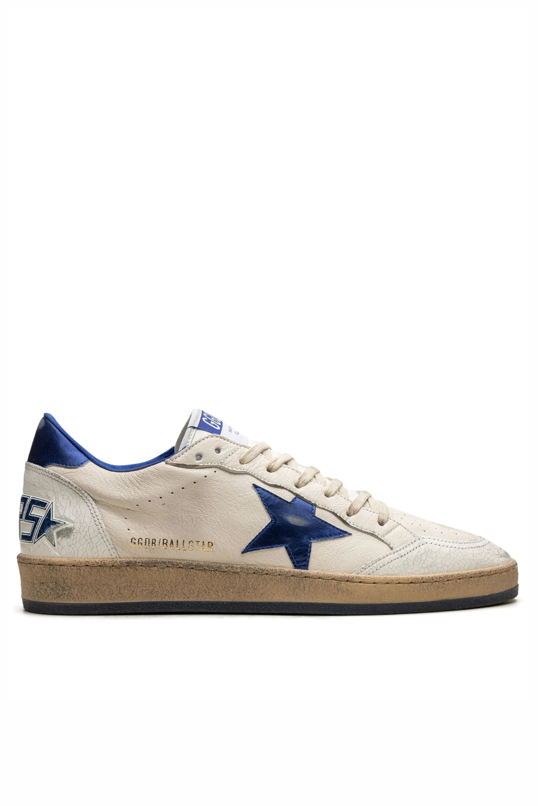 Golden Goose Ball Star Low-Top Sneakers – Ivory White/Cobalt Blue