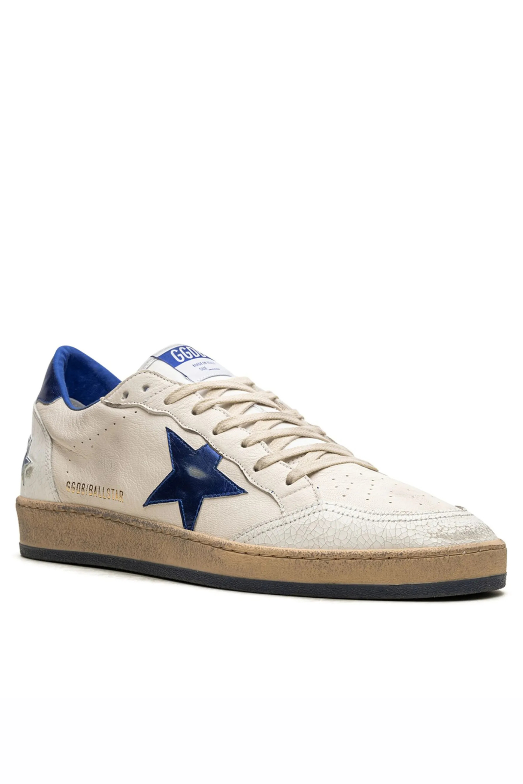 Golden Goose Ball Star Low-Top Sneakers – Ivory White/Cobalt Blue