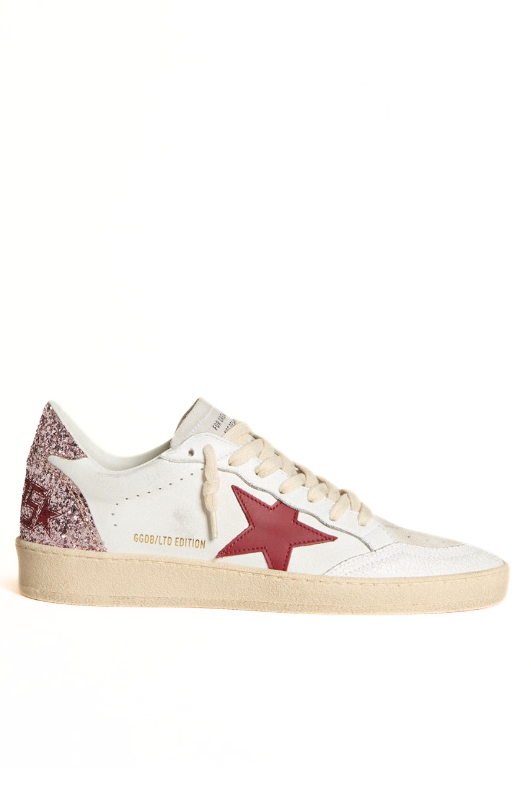 Golden Goose Ball Star Limited Edition White Pink Glitter Red Star