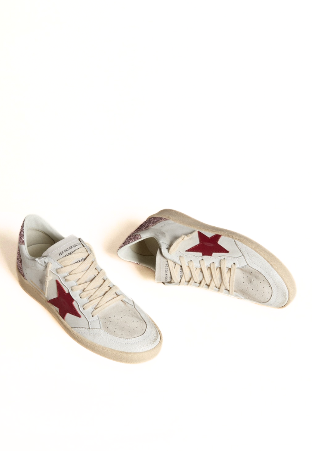 Golden Goose Ball Star Limited Edition White Pink Glitter Red Star