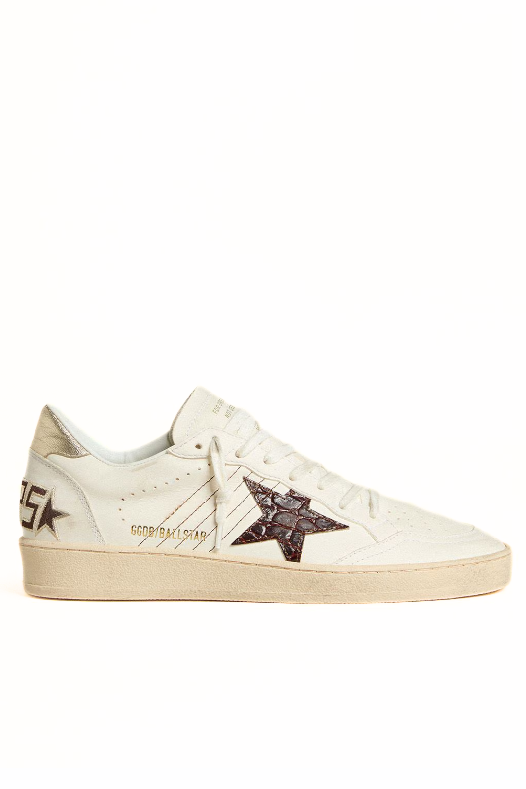 Golden Goose Ball Star with burgundy croc-print leather star and gold heel tab