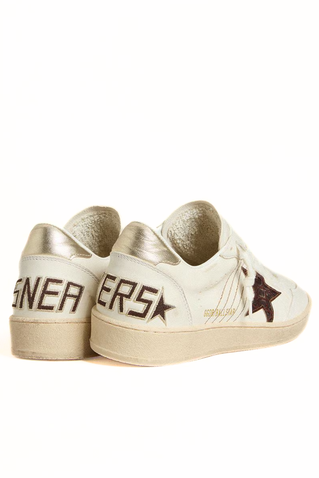 Golden Goose Ball Star with burgundy croc-print leather star and gold heel tab