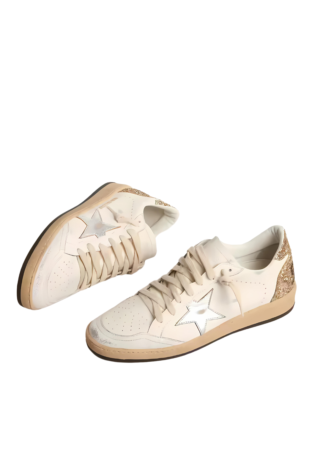 Golden Goose Ball Star with metallic leather star and glitter heel tab