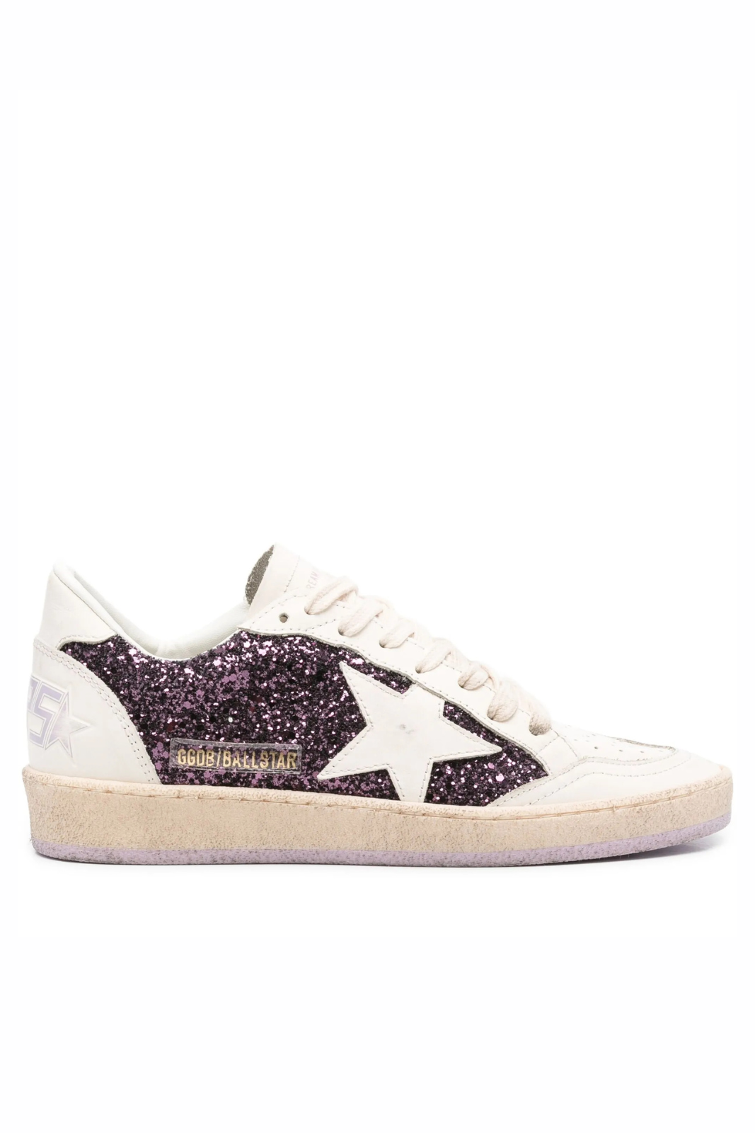 Golden Goose Ball Star purple glitter upper le