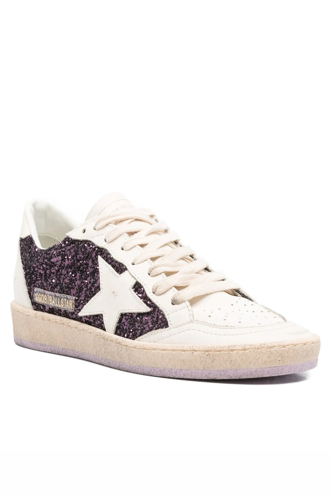 Golden Goose Ball Star purple glitter upper le