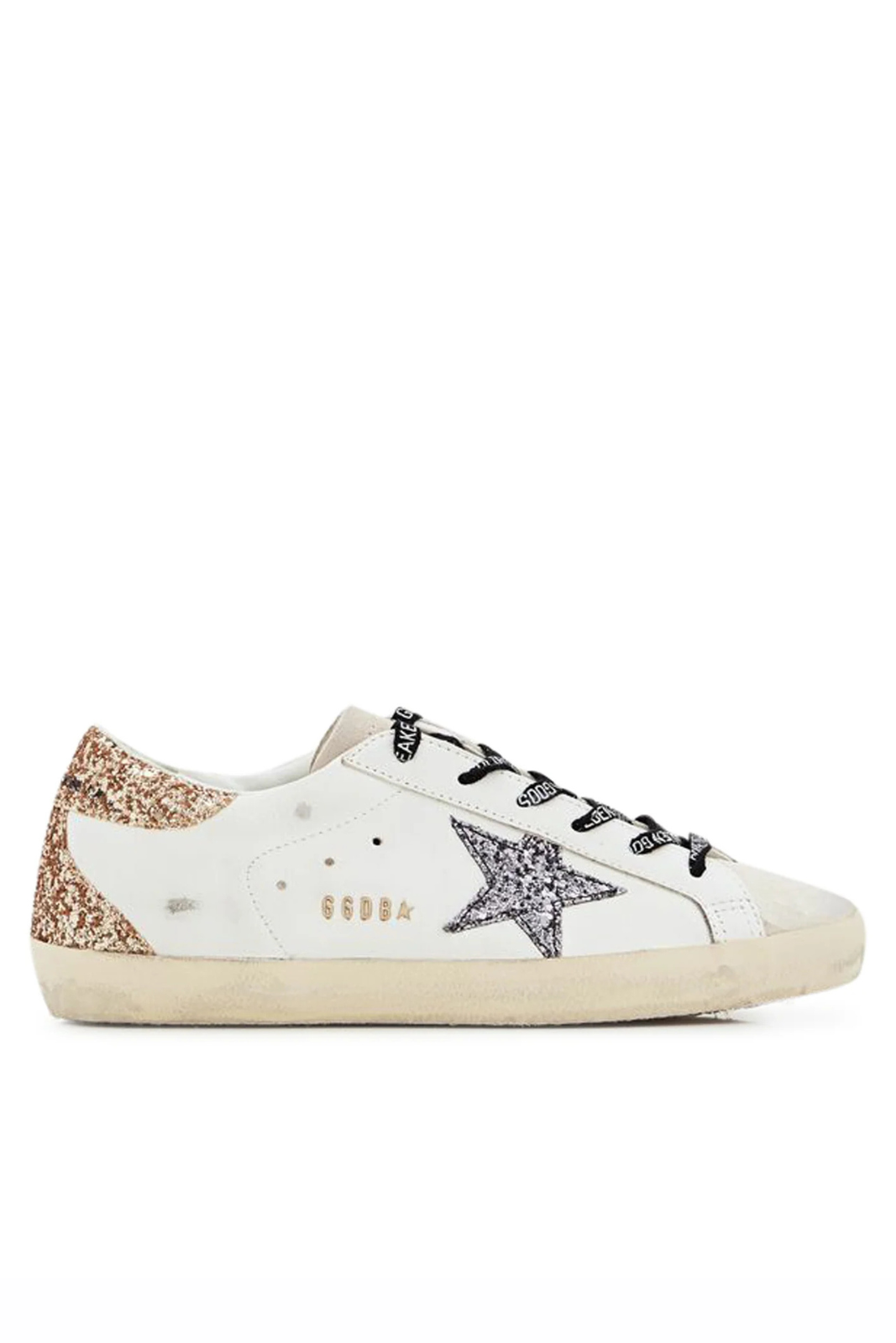 Golden Goose Super-Star Sneakers in Leather and Glitter for Woman