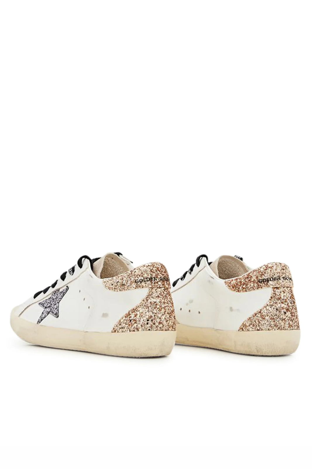 Golden Goose Super-Star Sneakers in Leather and Glitter for Woman