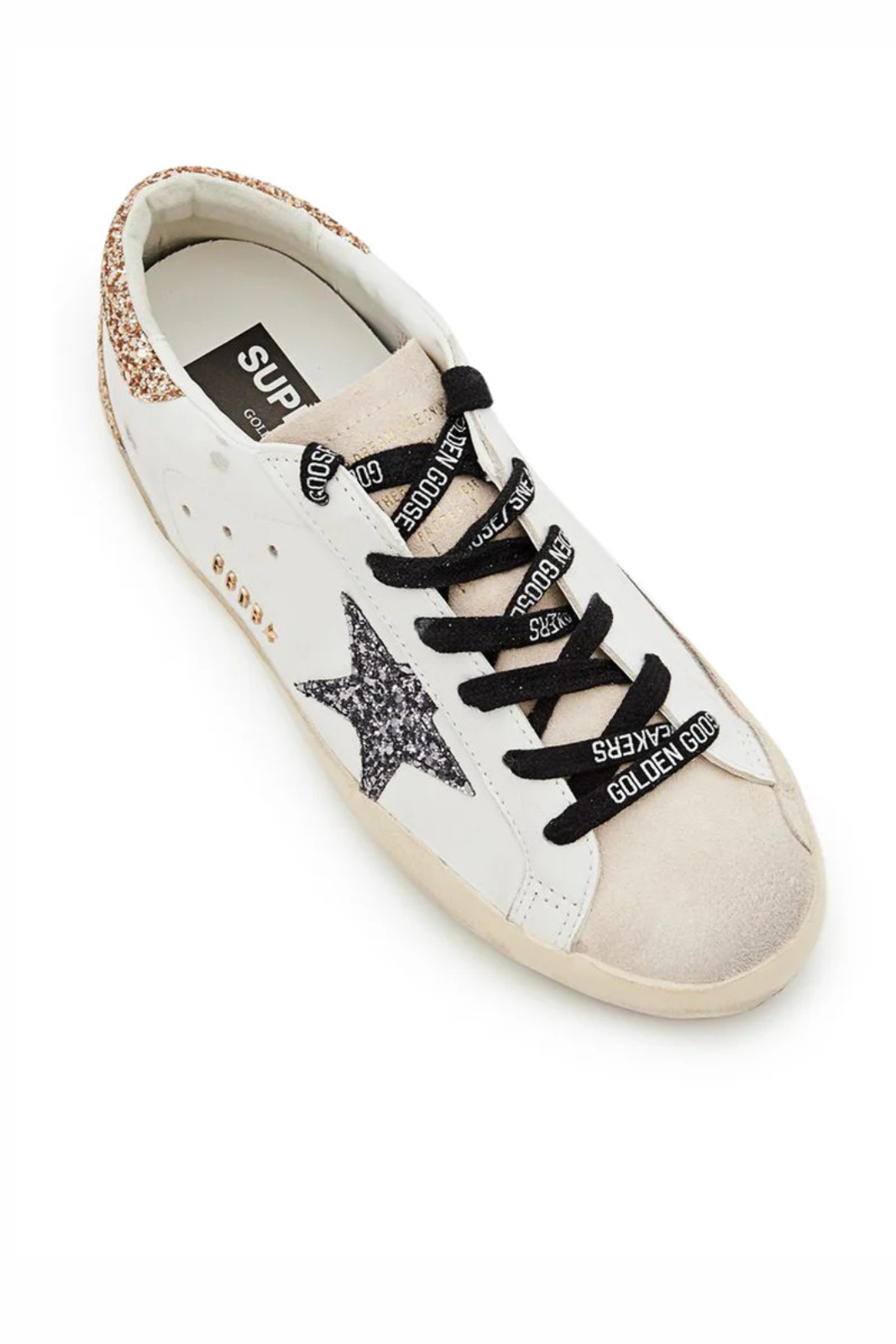 Golden Goose Super-Star Sneakers in Leather and Glitter for Woman