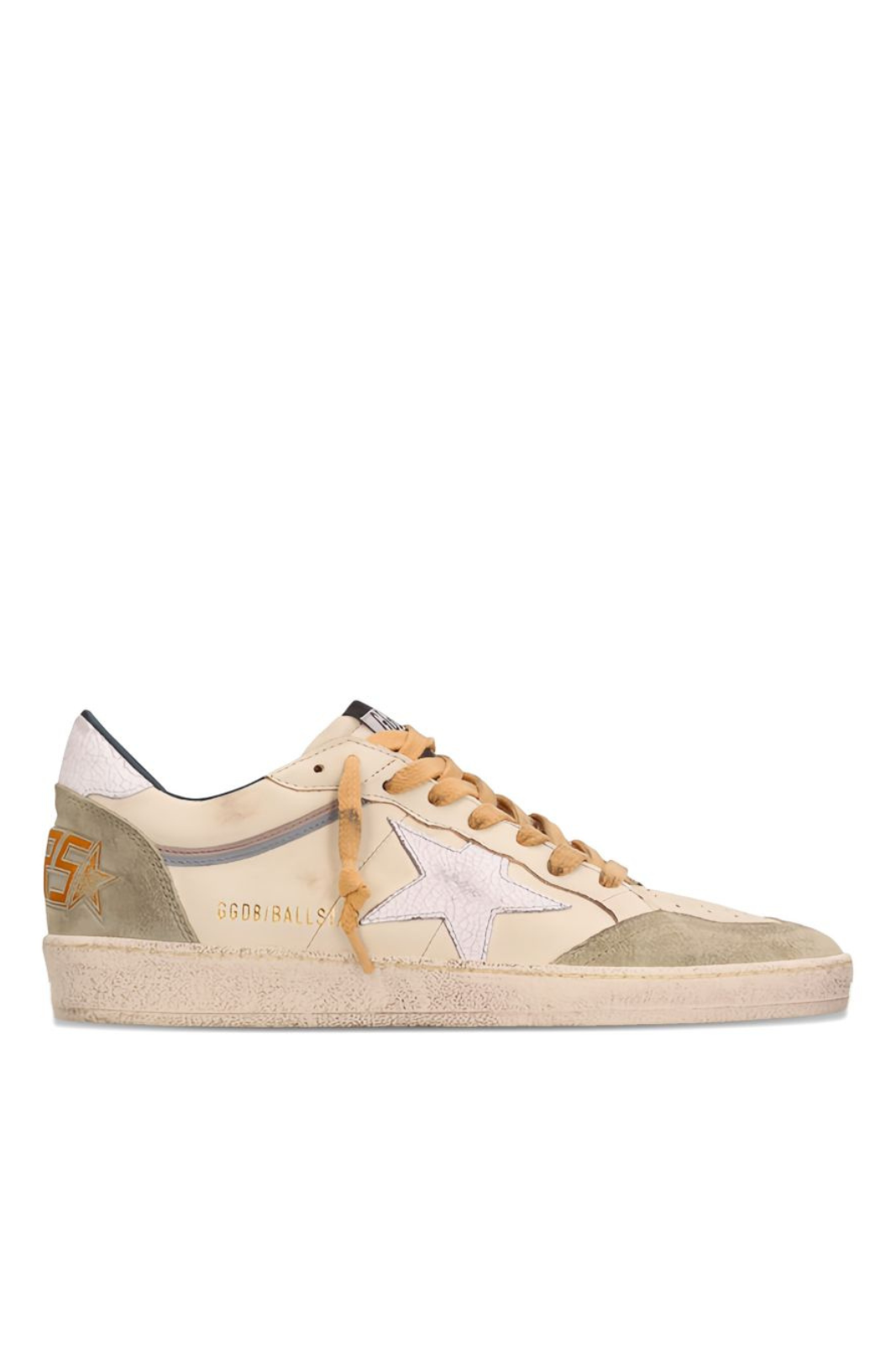 Golden Goose White and green Ball Star suede-panel sneakers
