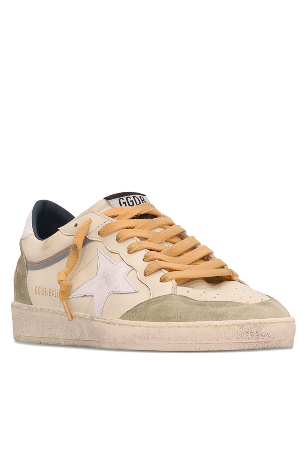 Golden Goose White and green Ball Star suede-panel sneakers