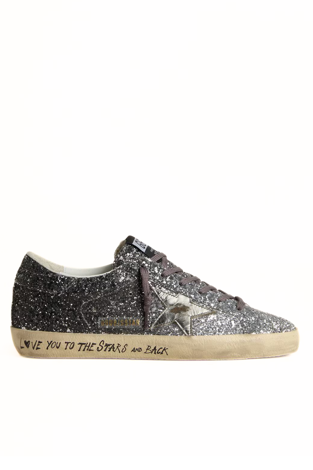 Golden Goose Women's Super Star with glitter upper and silver metallic leather star