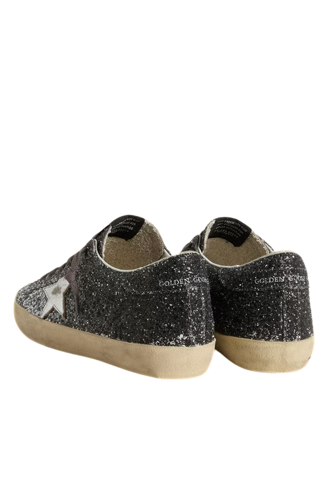 Golden Goose Women's Super Star with glitter upper and silver metallic leather star