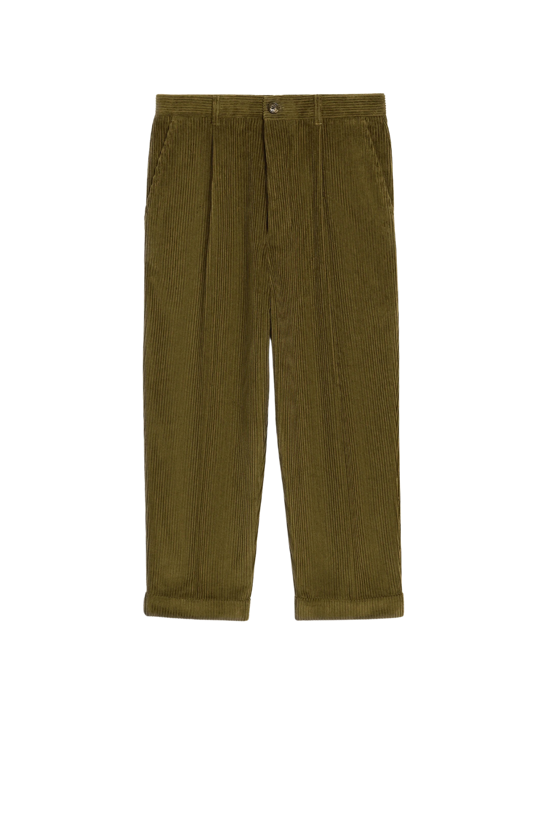 Ami Paris Green Cotton Carrot Corduroy Oversized Trousers