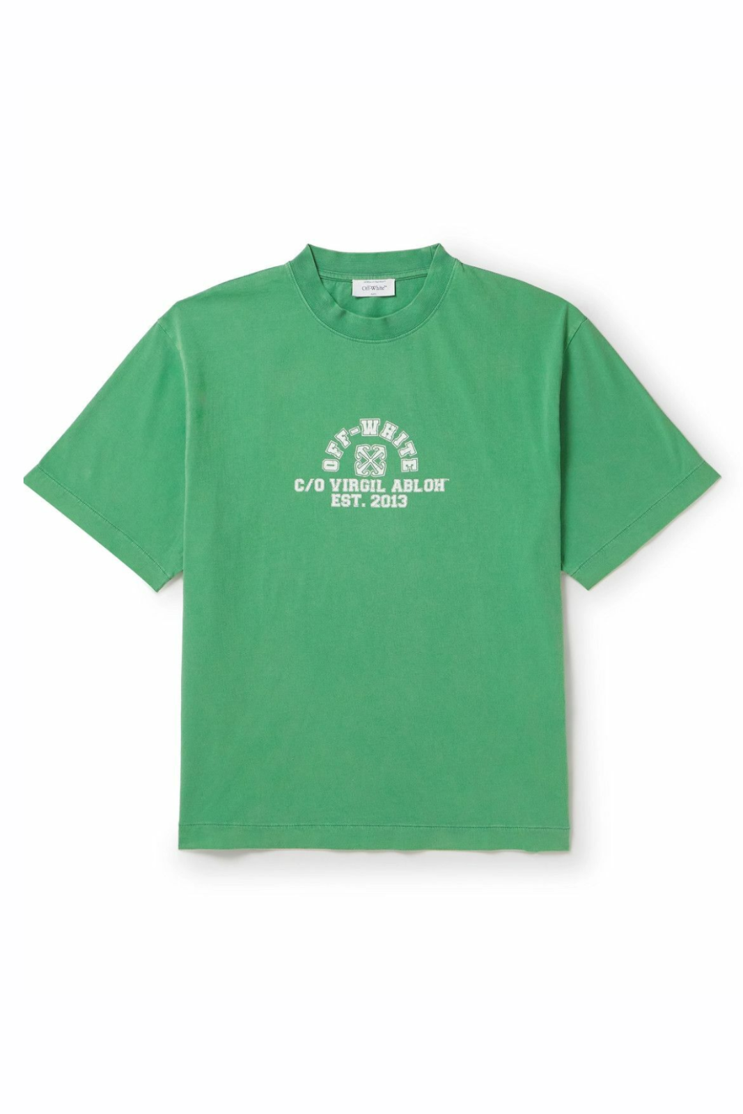 Off-White Logo-Print Cotton Jersey T-Shirt Green
