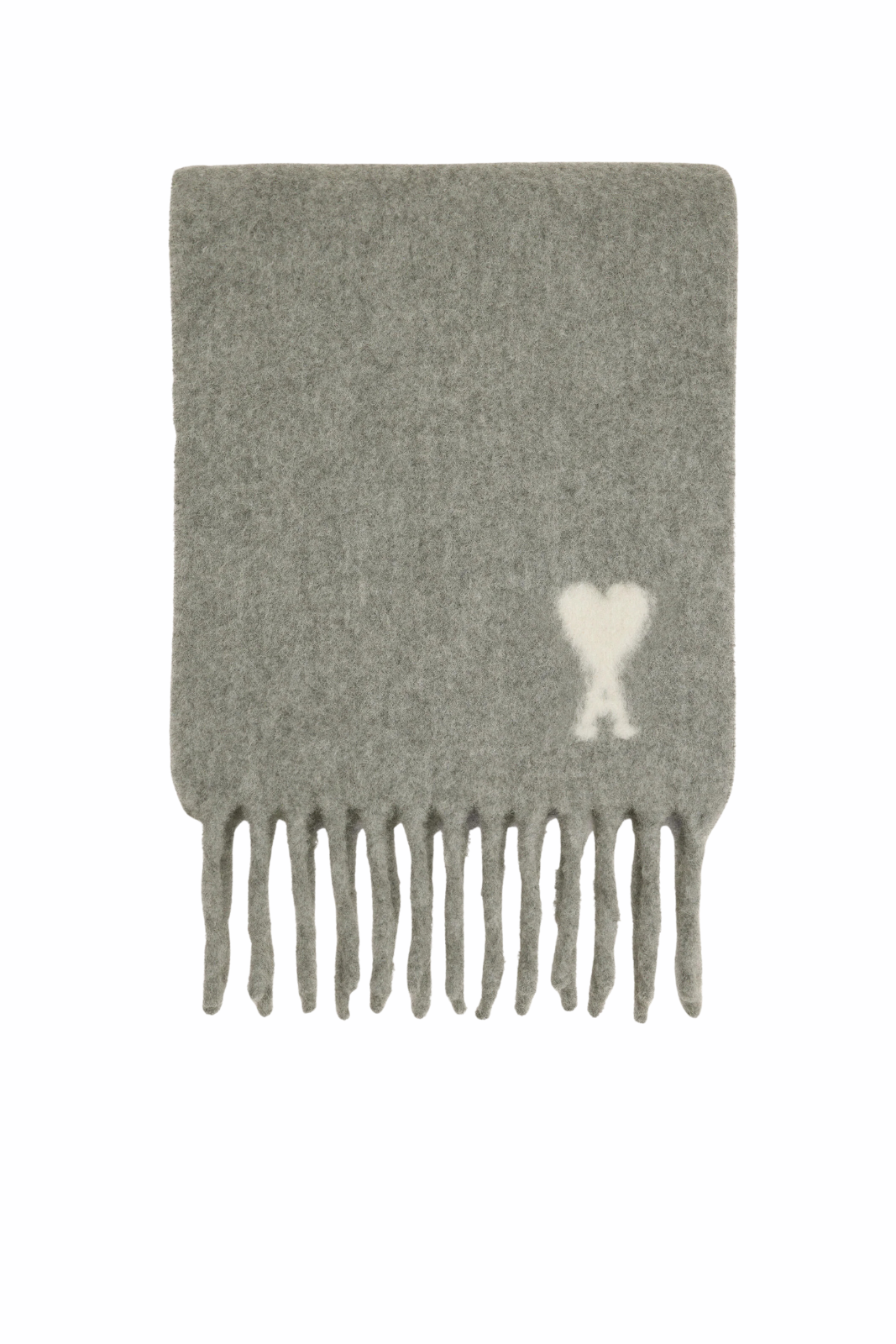 Ami Paris Grey Alpaca Ami De Coeur Scarf
