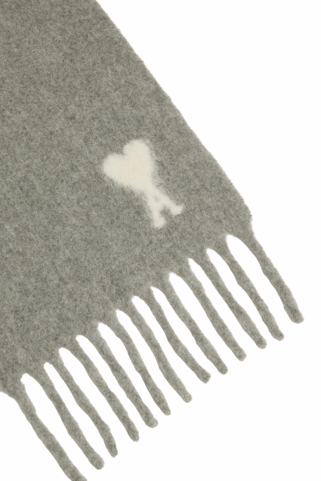 Ami Paris Grey Alpaca Ami De Coeur Scarf