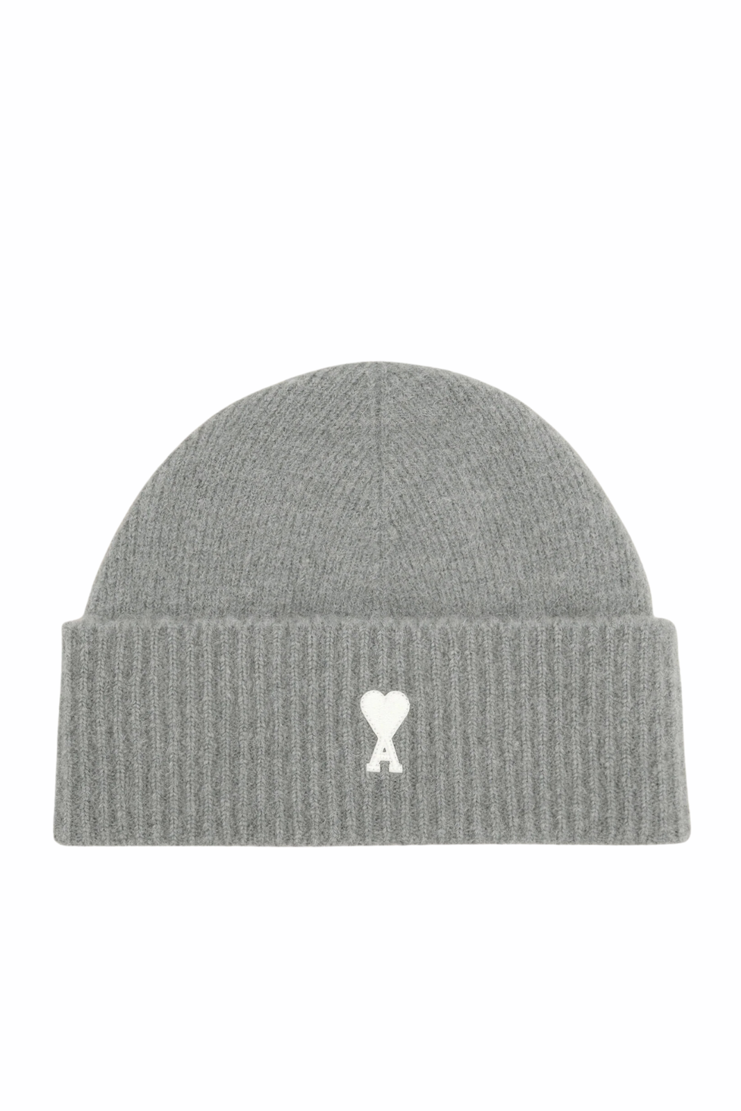 Ami Paris Grey Alpaca Striped Ami De Coeur Beanie