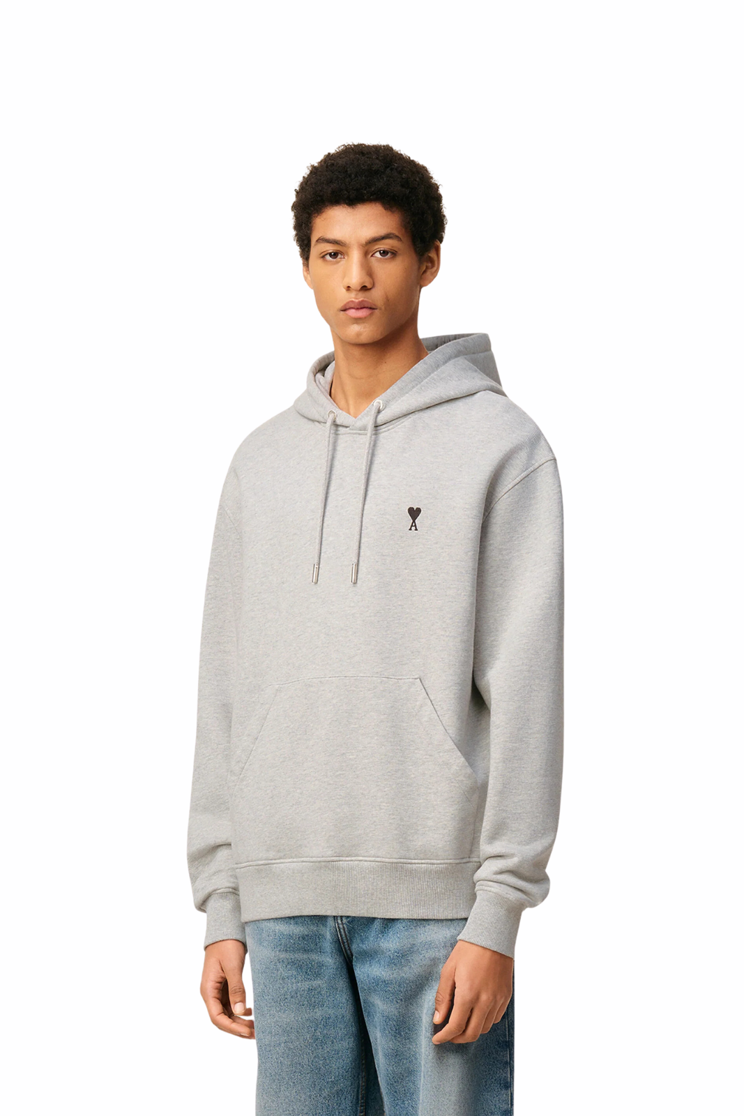 Ami Paris Ami de Coeur Grey Cotton Hoodie