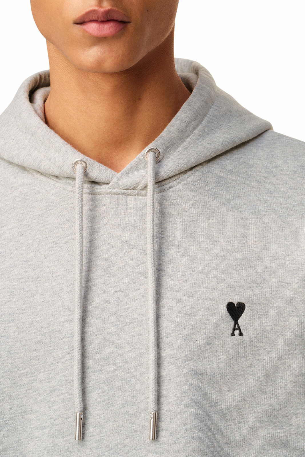 Ami Paris Ami de Coeur Grey Cotton Hoodie
