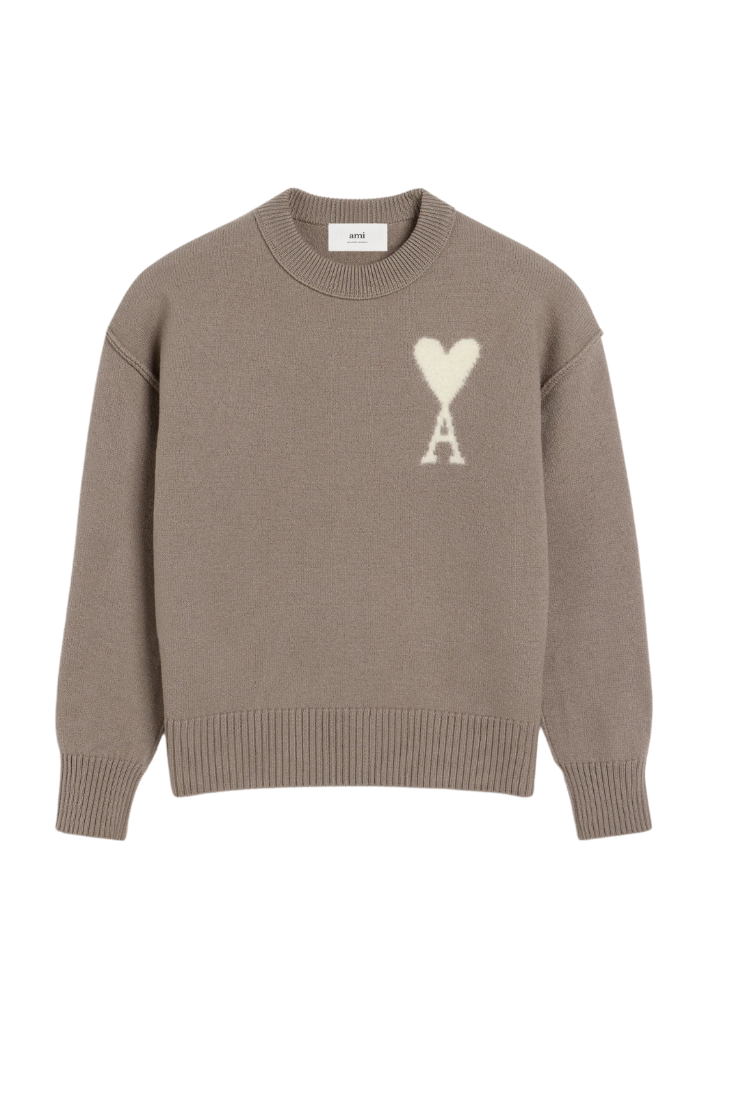 Ami Paris Taupe Wool Ami de Coeur Sweater