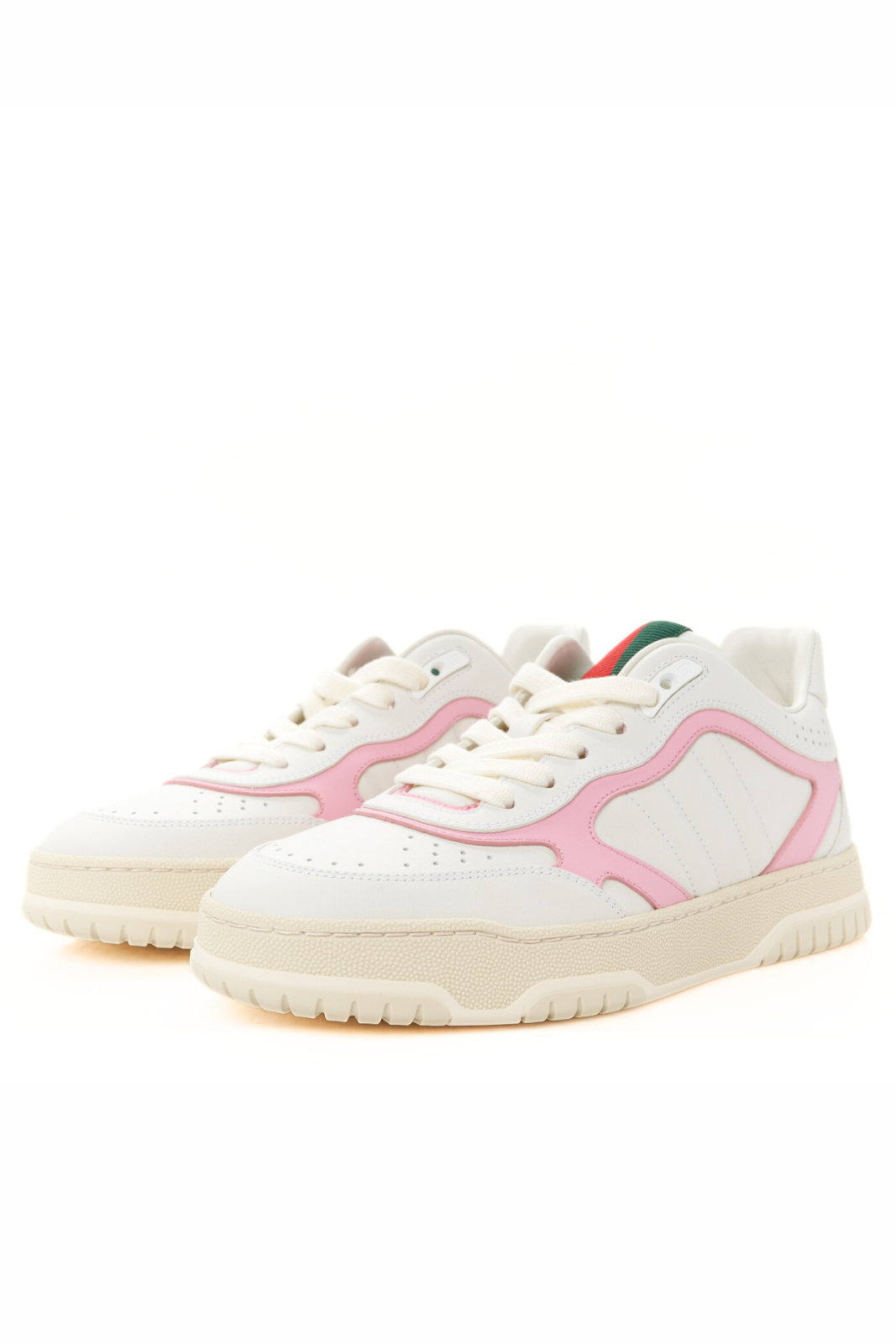 Gucci Calfskin Womens Re-Web Sneakers White Pink