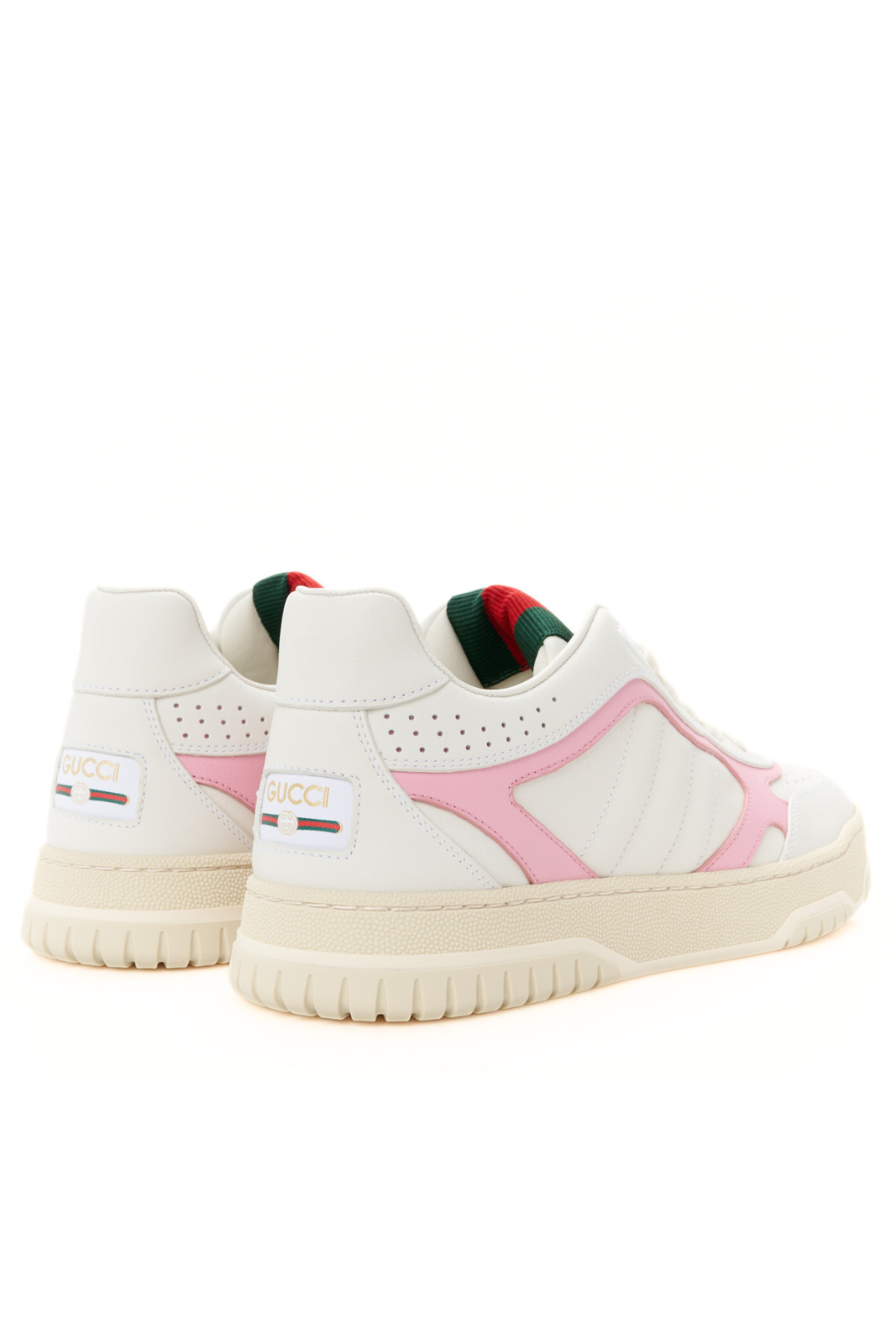 Gucci Calfskin Womens Re-Web Sneakers White Pink