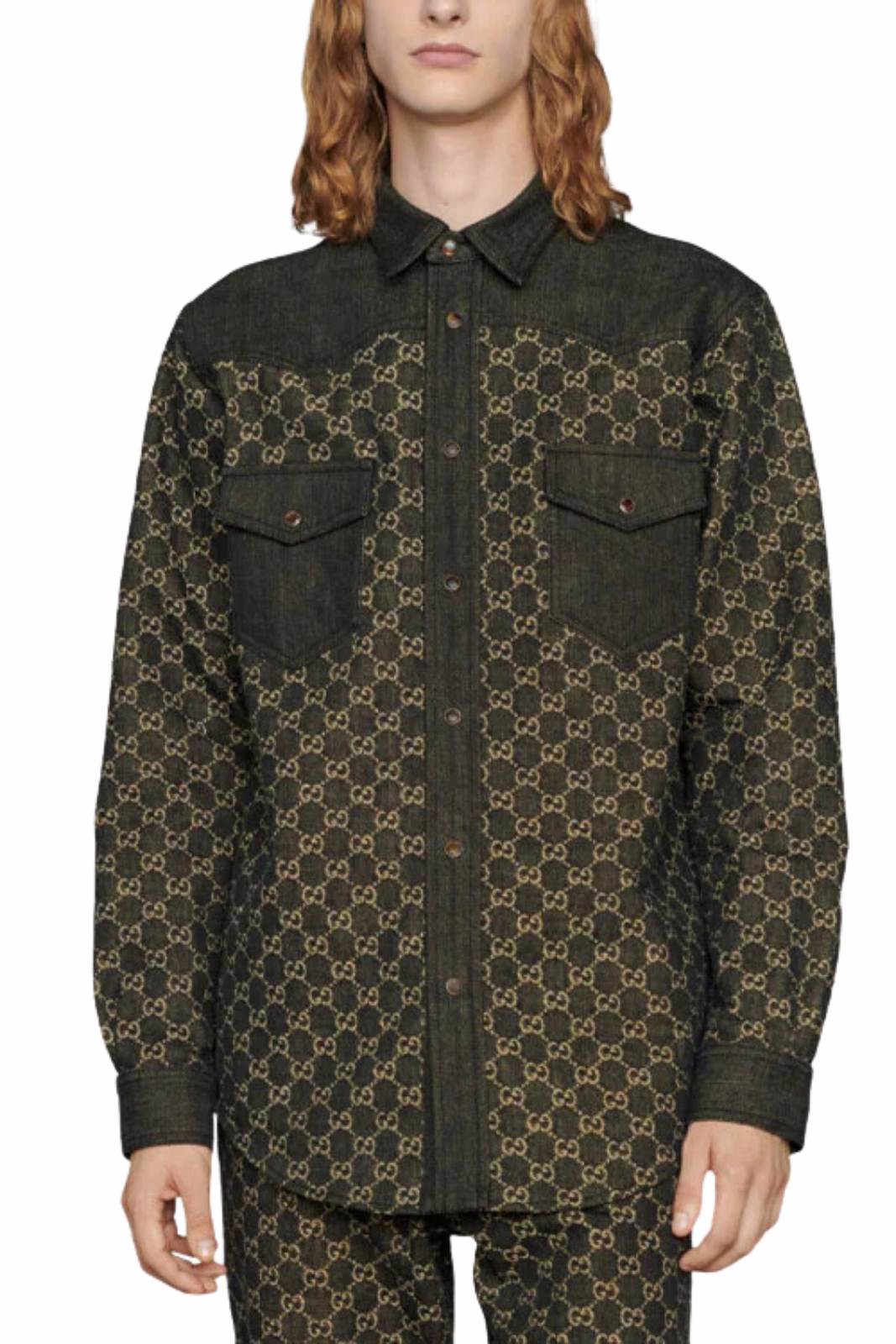 Gucci GG Jacquard Denim Shirt Black