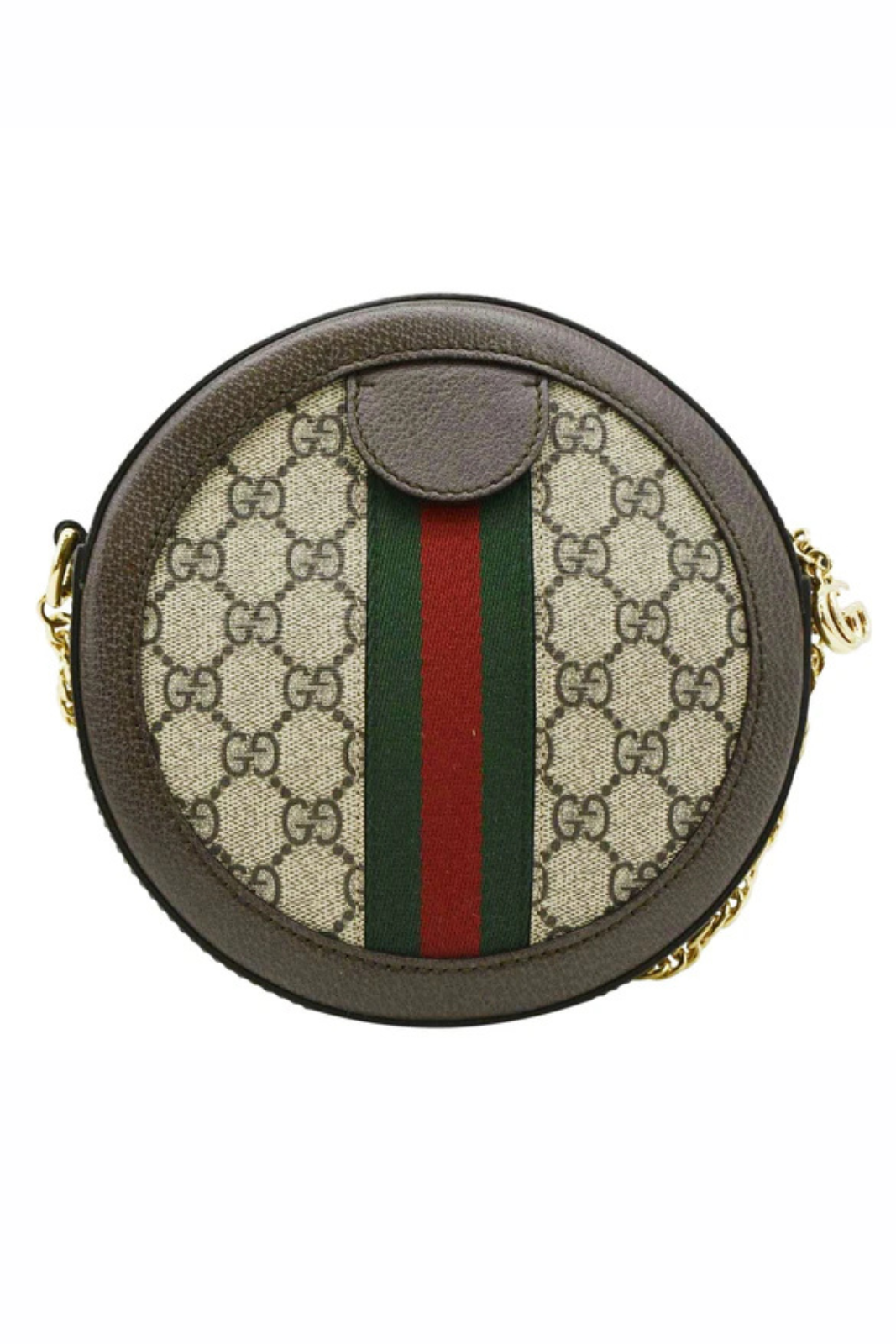 Gucci Ophidia Mini GG Round Supreme Monogram Web Crossbody Bag Beige