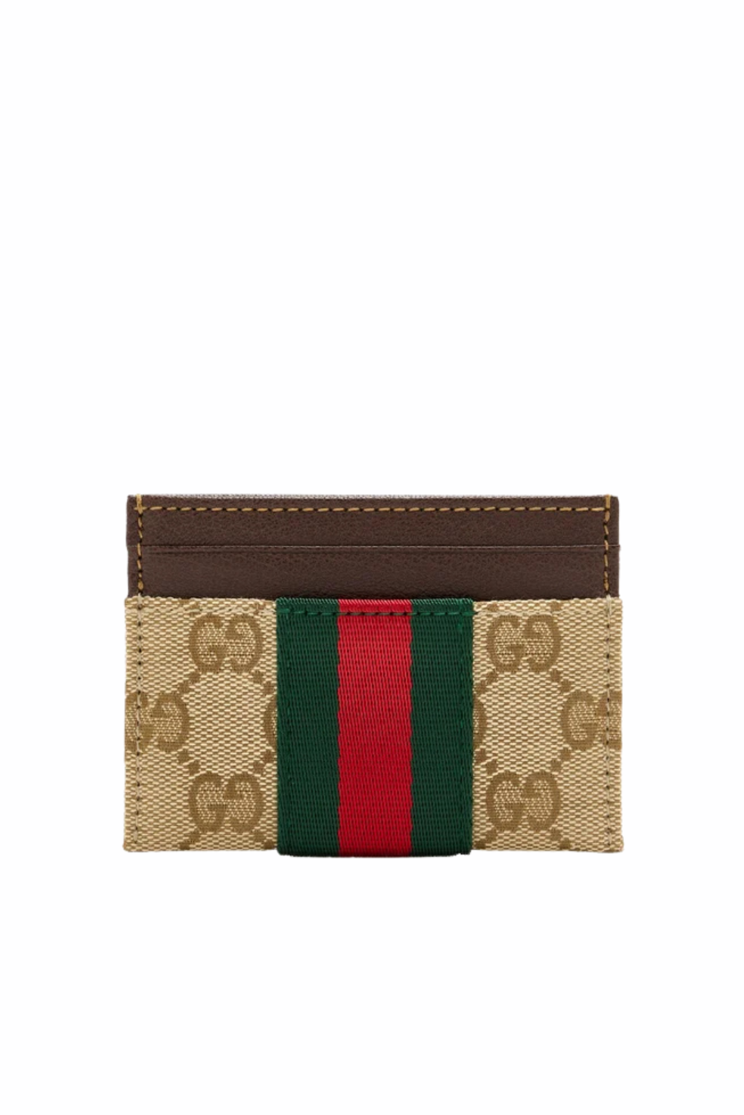 Gucci Card case with Web Beige Brown