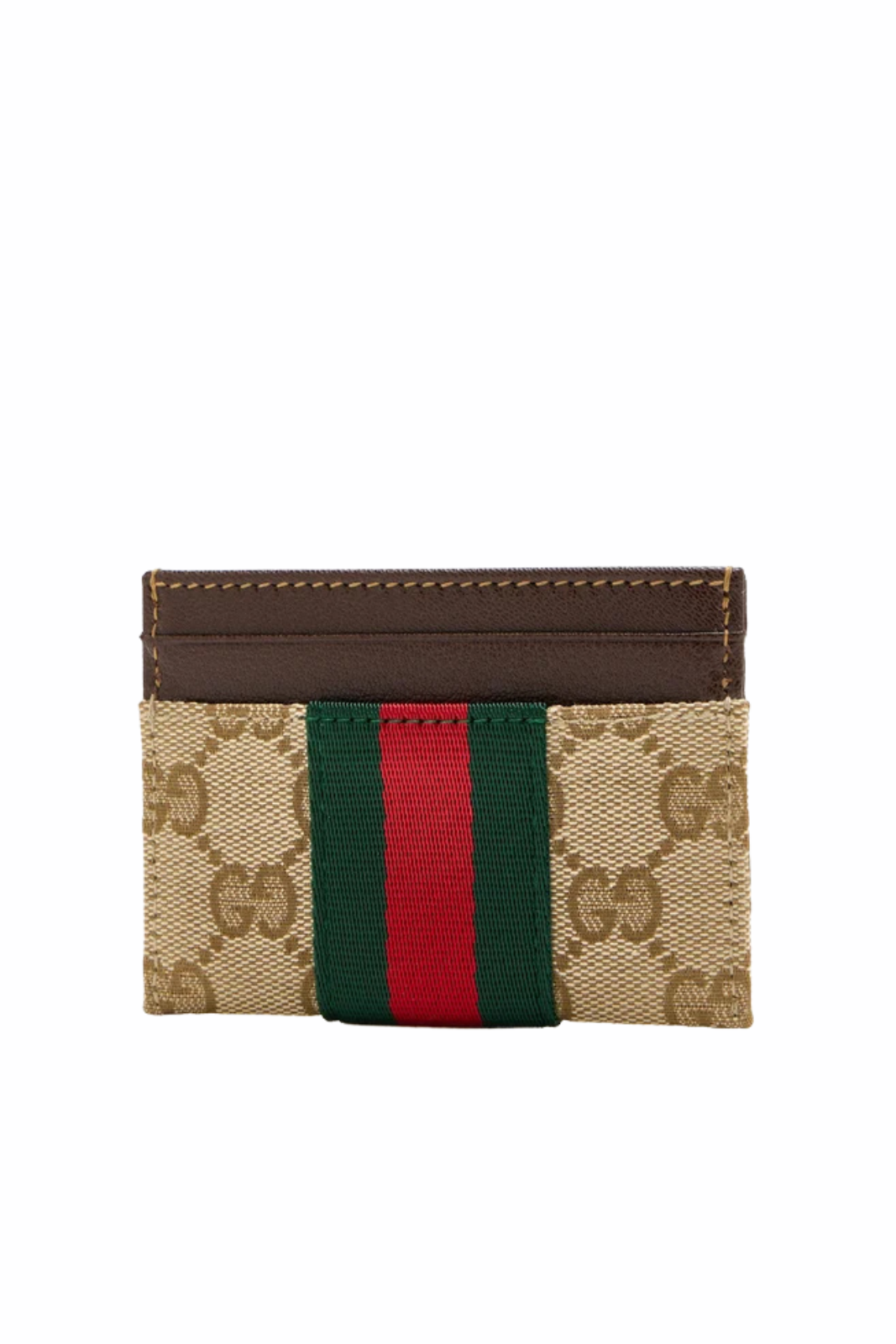 Gucci Card case with Web Beige Brown