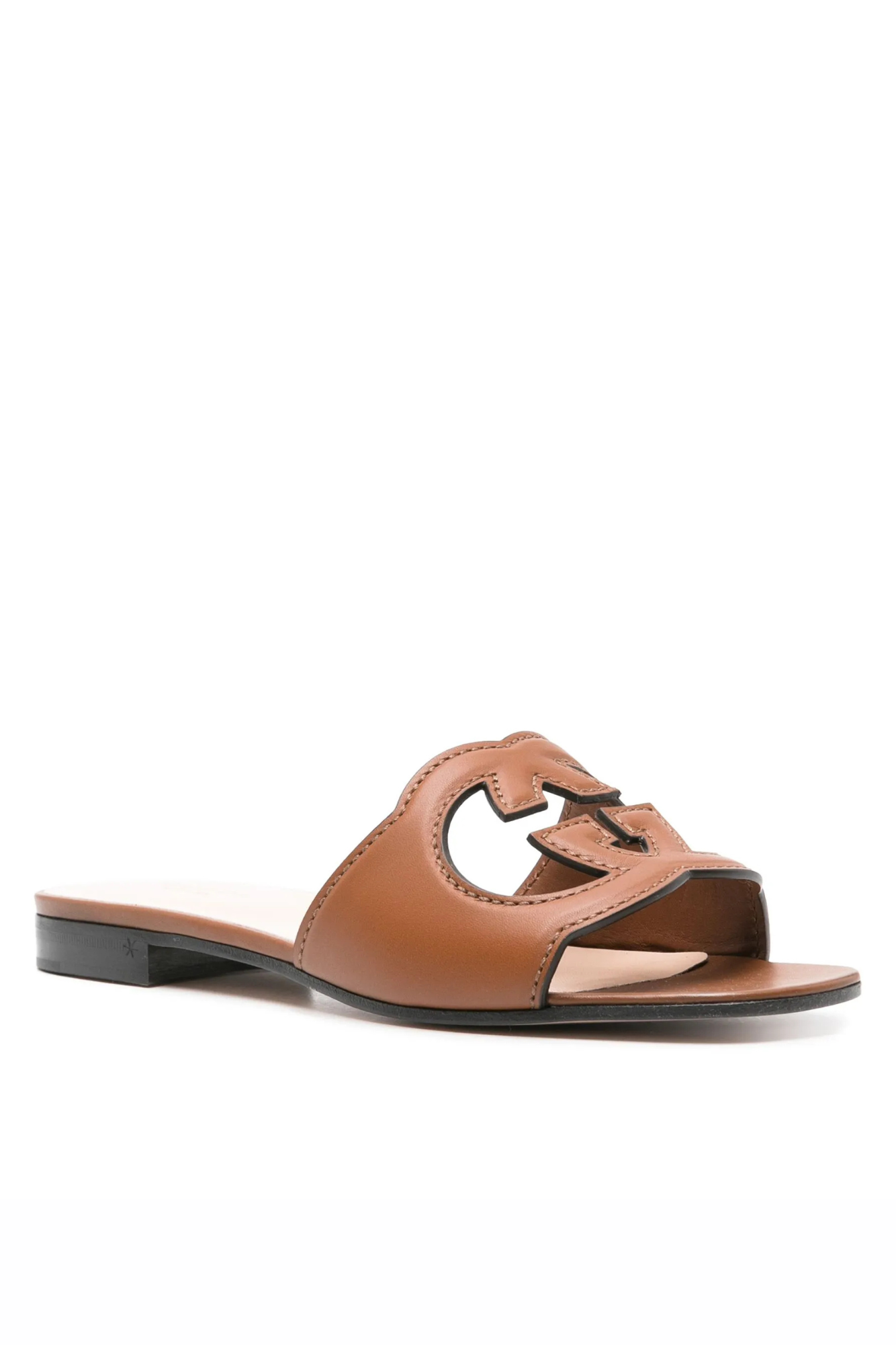 Gucci Interlocking G Leather Sandals Brown