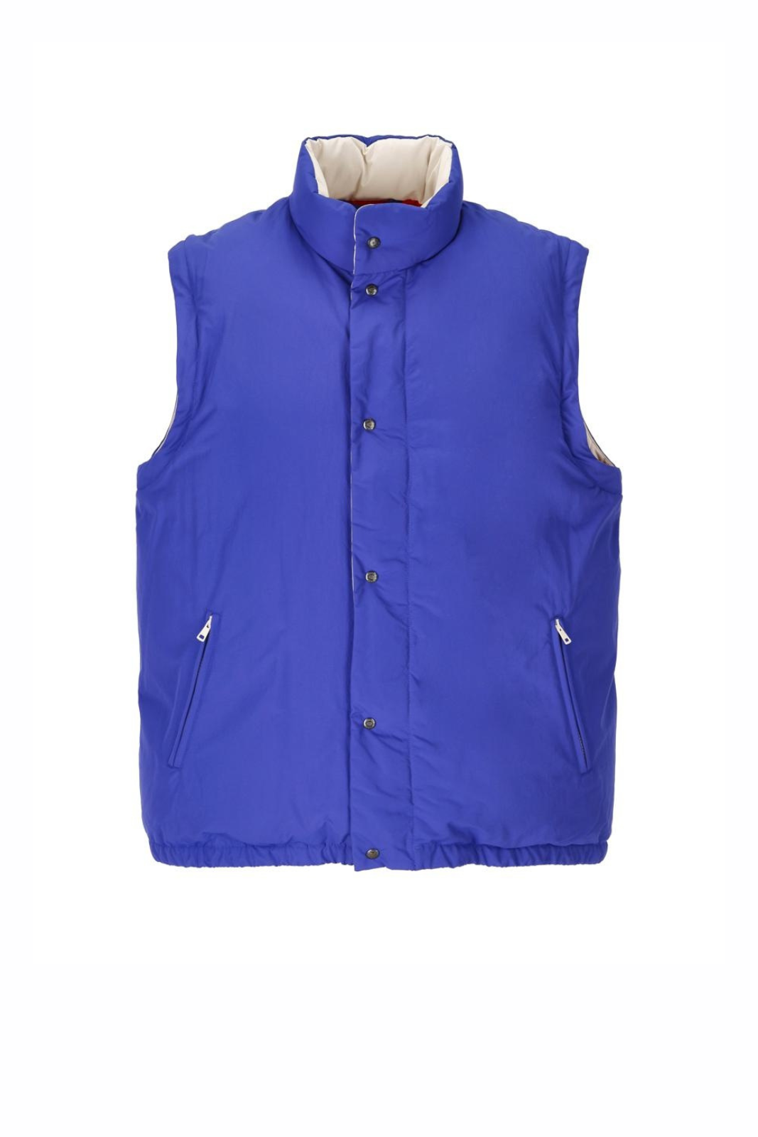 Gucci Men's Blue Nylon Down Jacket With Embroidered Logo And Removable Sleeve